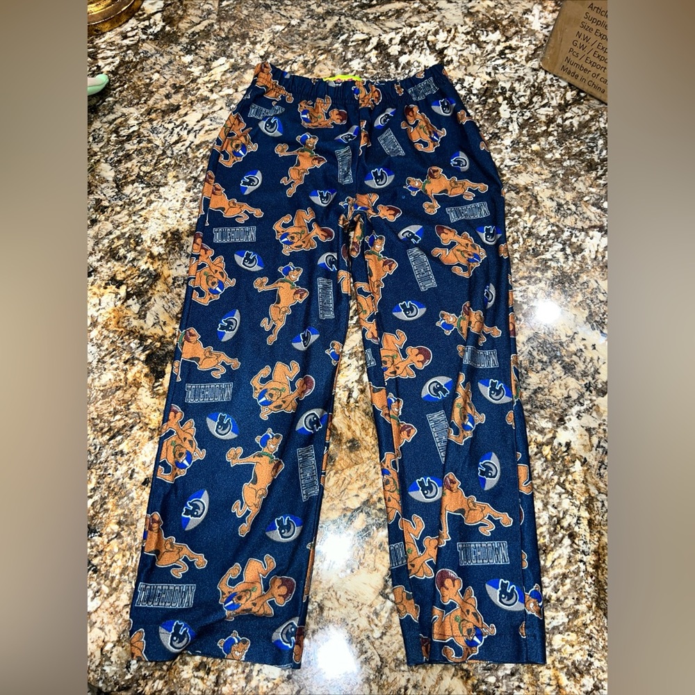 Scooby Doo Touchdown Blue Pajama PJ Pants Size Boys S 6/7  Cartoon Network